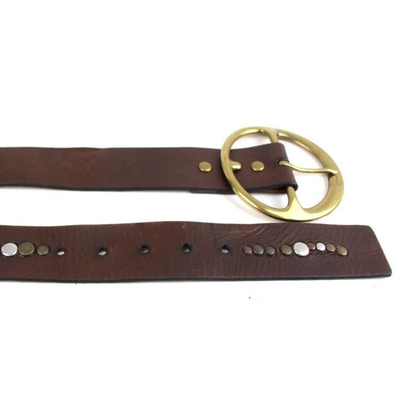 CLASSIC BROWN REAL LEATHER 1.5"Wd STUDDED DRESS CASUAL WOMEN'S BELT Sz S/M (E97 - Picture 11 of 12